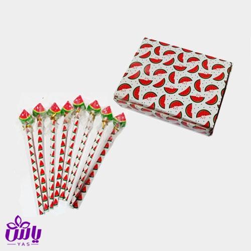 مداد مشکی پاکن دار هندوانه ای (بسته 24 عددی)