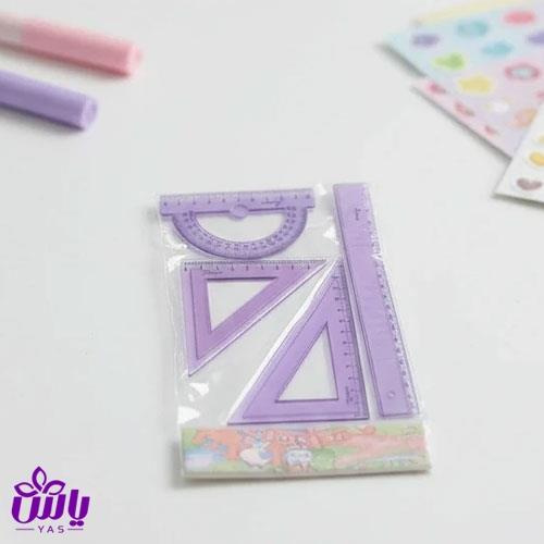 ست 4 تیکه گونیا و نقاله صریر (بسته 12 عددی)