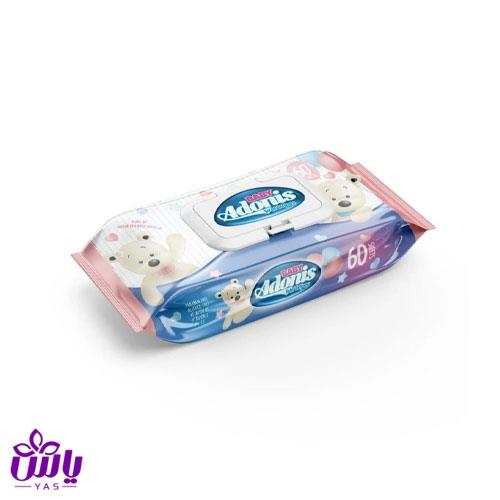 دستمال مرطوب کودک آدونیس 60 برگ