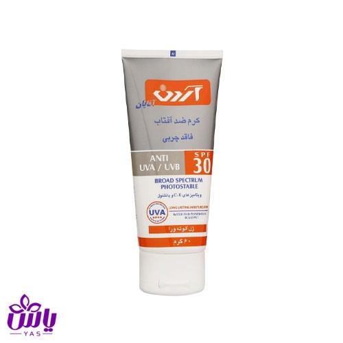 کرم ضد آفتاب آقایان با SPF30 آردن فاقد چربی حاوی ویتامین ای و سی، پانتنول و ژل آلوئه ورا 60 گرم