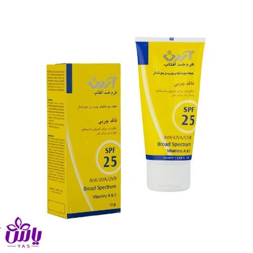 کرم ضد آفتاب با SPF25 آردن فاقد چربی مناسب پوست های چرب و جوشدار 50 گرم