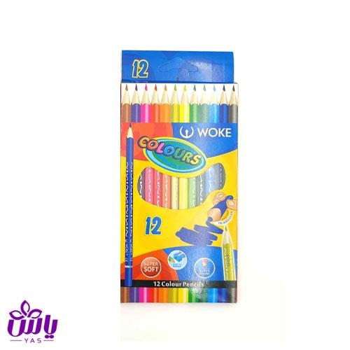 مداد رنگی مقوایی 12 رنگ سه گوشه ووک 12-9402