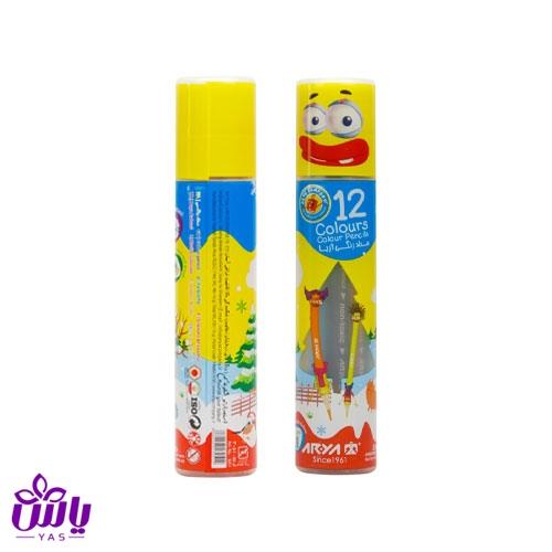 مداد رنگی لوله ای 12 رنگ آریا